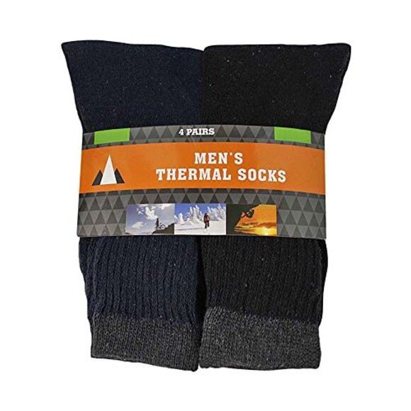 Black Gray & Navy Blue Mens Winter Thermal 4 Pack Socks - Picture 4 of 6